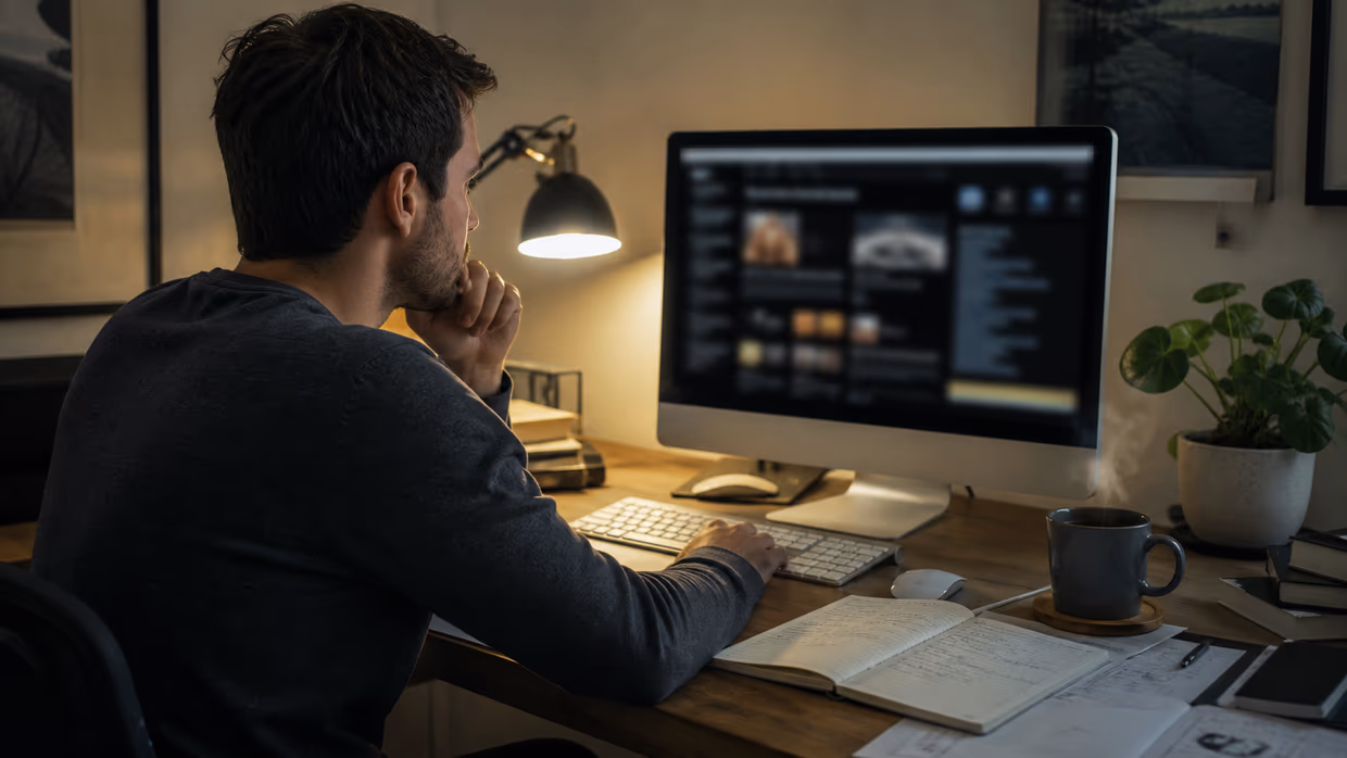 person exploring dark web resources on desktop